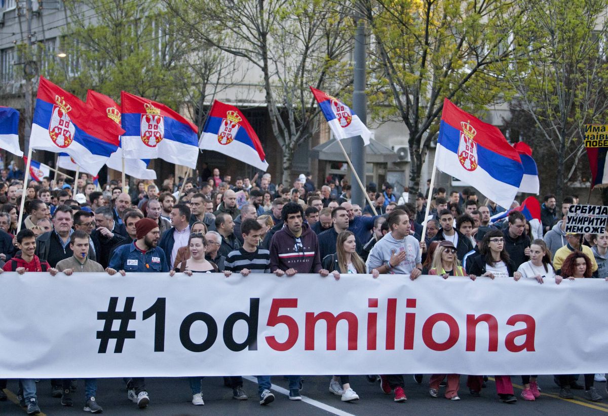 Ispred Doma Narodne skupštine u Beogradu danas protest Svi kao jedan - Jedan od pet miliona
