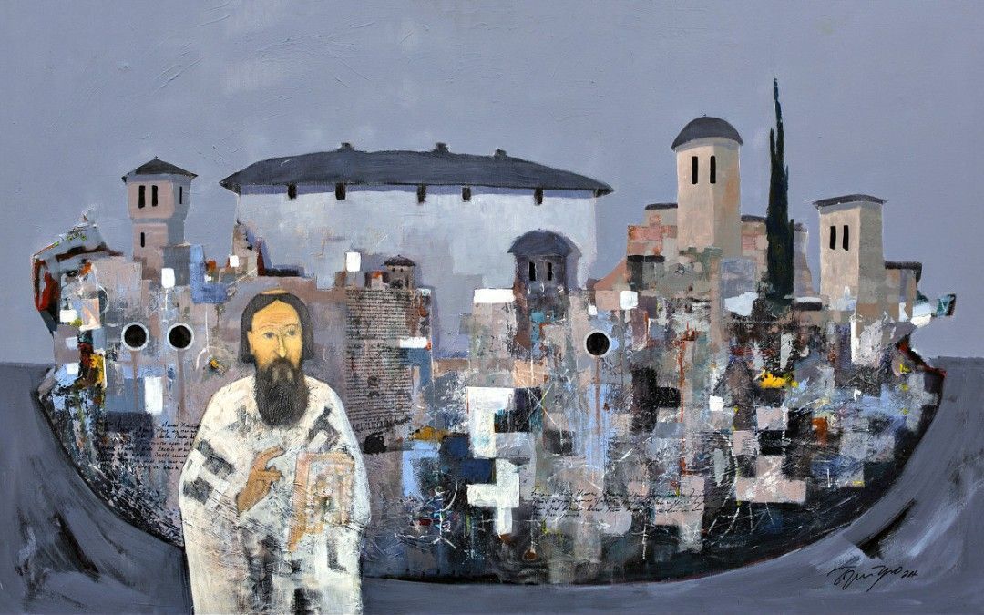 Slika Dragana Bartule deo izložbe "Sveti Sava, Svetogorac i Hilandarac"