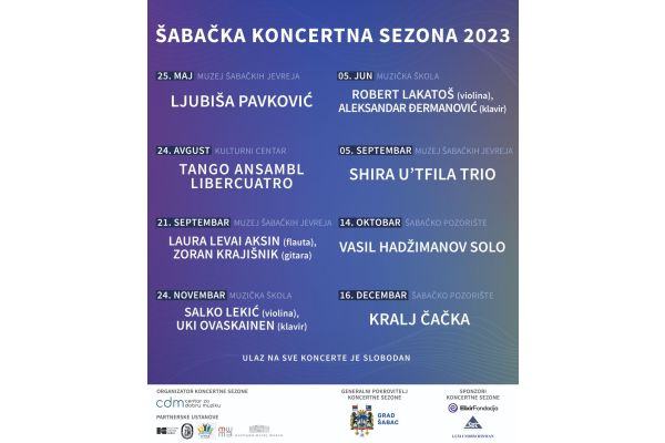 Objavljen program “Šabačke koncertne sezone 2023”