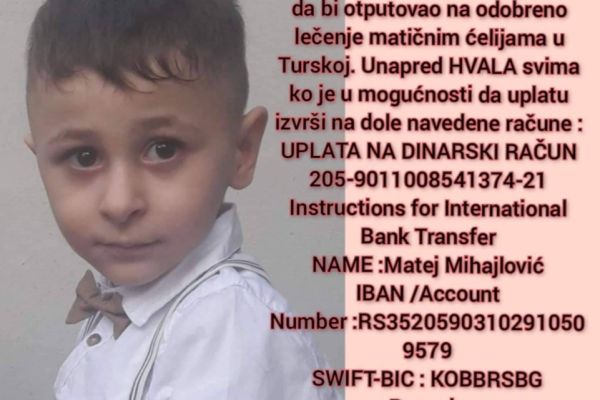Матеју Михајловићу хитно потребна средства за лечење у Турској
