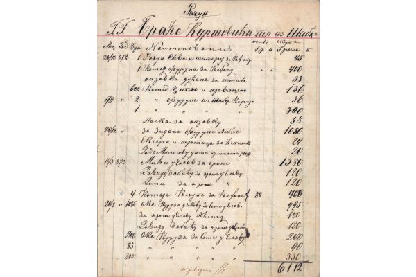 Račun iz 1872. godine