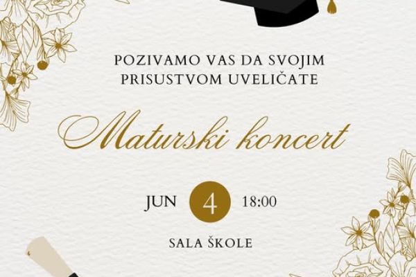 Матурски концерт ученика Музичке школе "М. Вукдраговић"