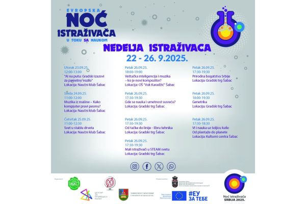 Nedelja istraživača u Šapcu od 22. do 26. septembra